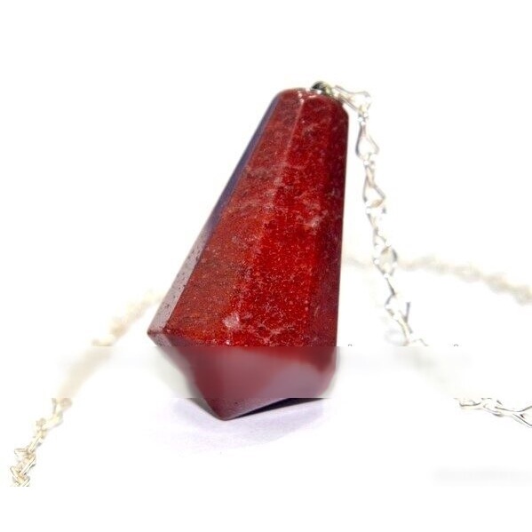 Pendulo Piramidal Pedra Quartzo Vermelho Radiestesia