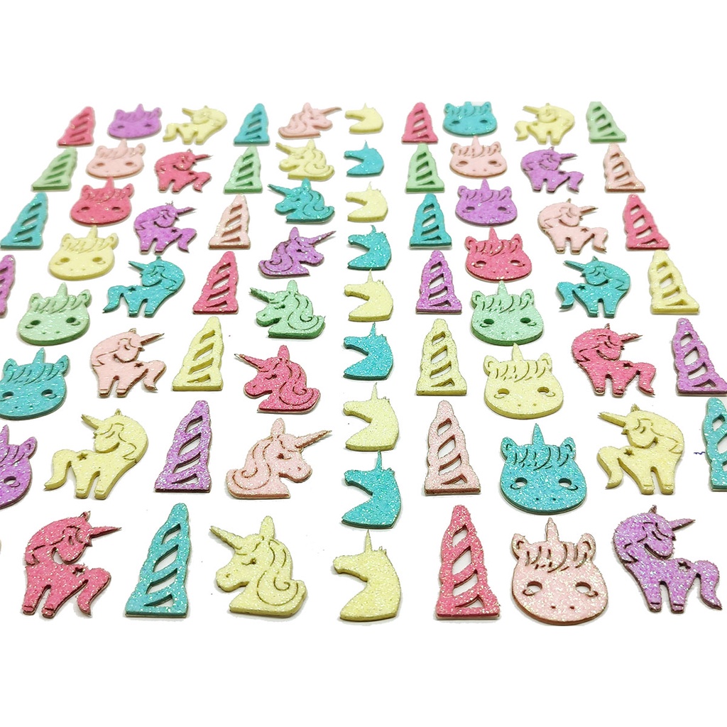 50 Adesivos Pet Coleção Unicornio fêmea glitter Lacinho Pet