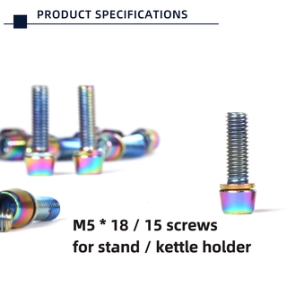 6-PCS TANKE M5*18/15 Bolt Screw screw with gasket For MTB Road Bicycle Stem and bottle rack Rainbow