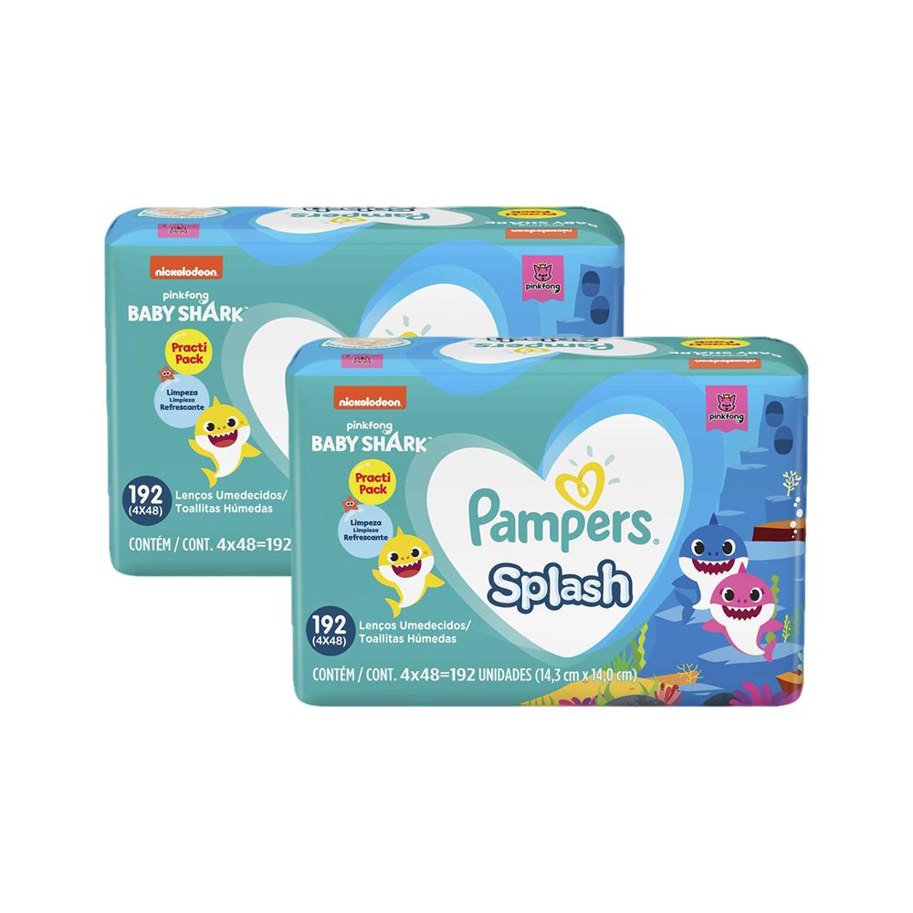 Kit 384 Lenços Pampers Splashers Baby Shark - Mom & Baby