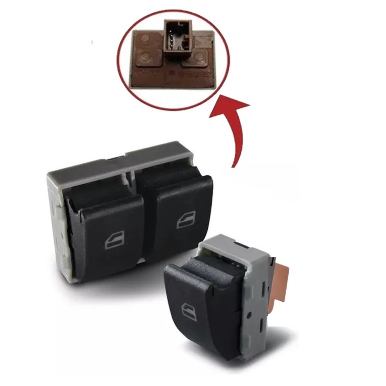 Par Botão Vidro Elétrico Gol G4 Fox Duplo E Simples 1 click, 1 estágio Fundo Marrom - VW0171 / VW0170 em Oferta na Shopee