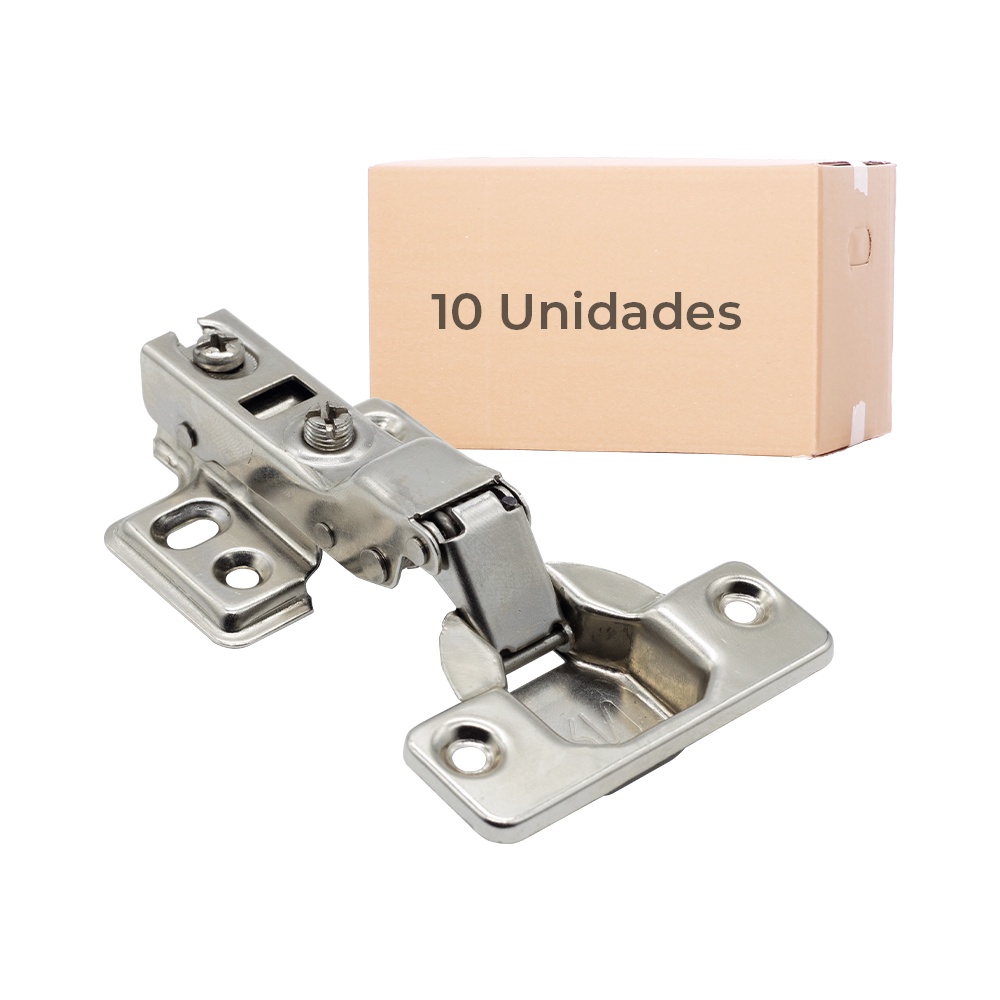 10 Dobradica De Armario Aco Amortecedor Calco Fixo Aco 35kgs