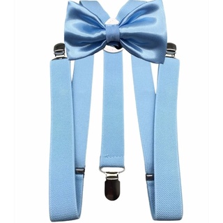 Kit Suspensório + Gravata Borboleta Azul Serenity Adulto