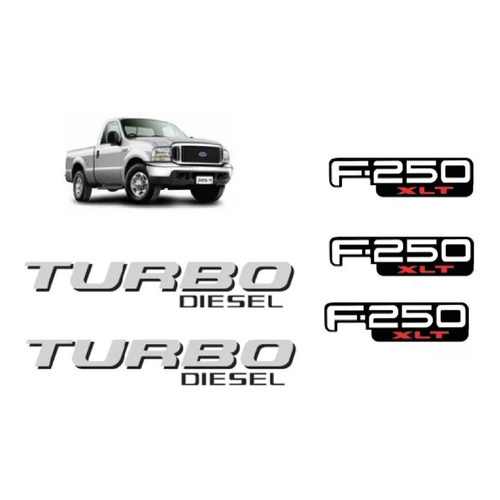 Kit Emblema Adesivos Ford F-250 Xlt Turbo Diesel