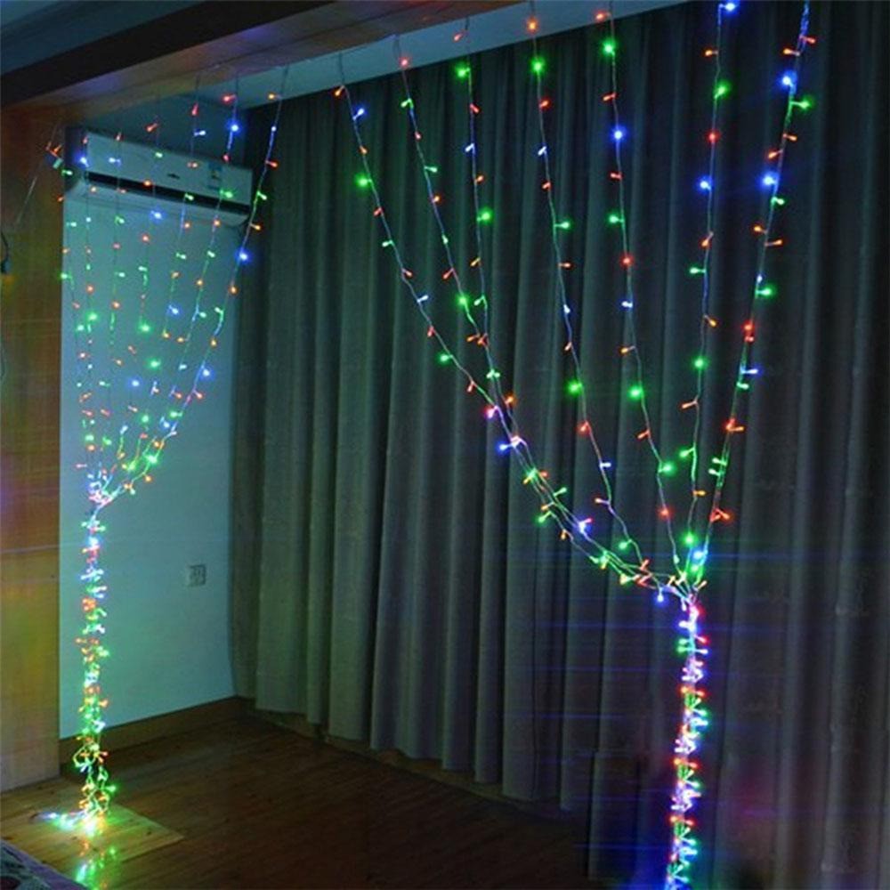 Cascata Cortina LED Natal Decoração 8 Funções + Fixo 3X2 M Colorido 110 OU  220V Iluminação | Shopee Brasil