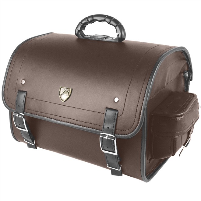 Alforge Traseiro (Sissy Bag) Custom Para Capacete 35 Litros Couro Marrom Liso
