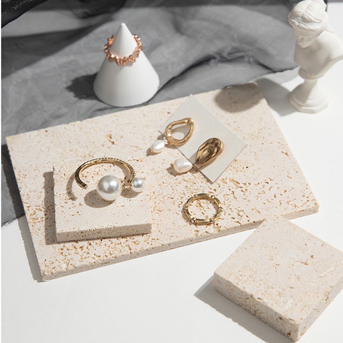 Placa De Exibição Pedra | Bandeja Jóias Mostruário Home Decor Estética Projeto Flatlay Fotografia Prop