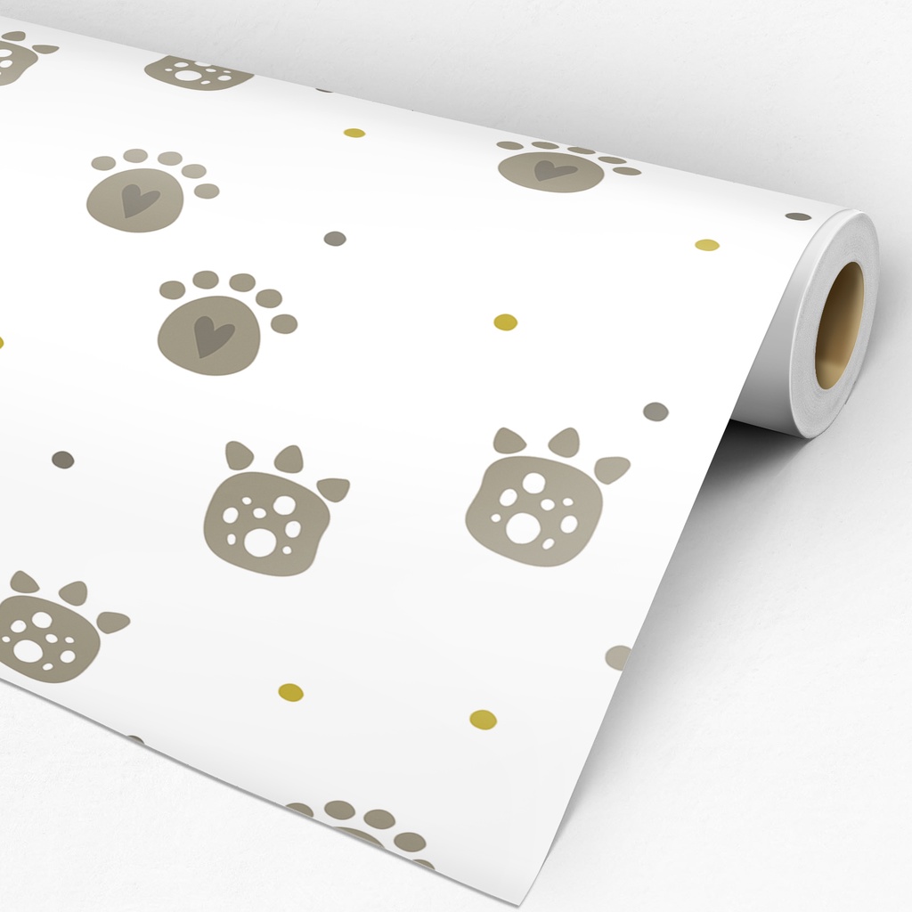 Papel Parede Autocolante Quarto Decoração Infantil Bebê Patinha Patas Poa Baby 40