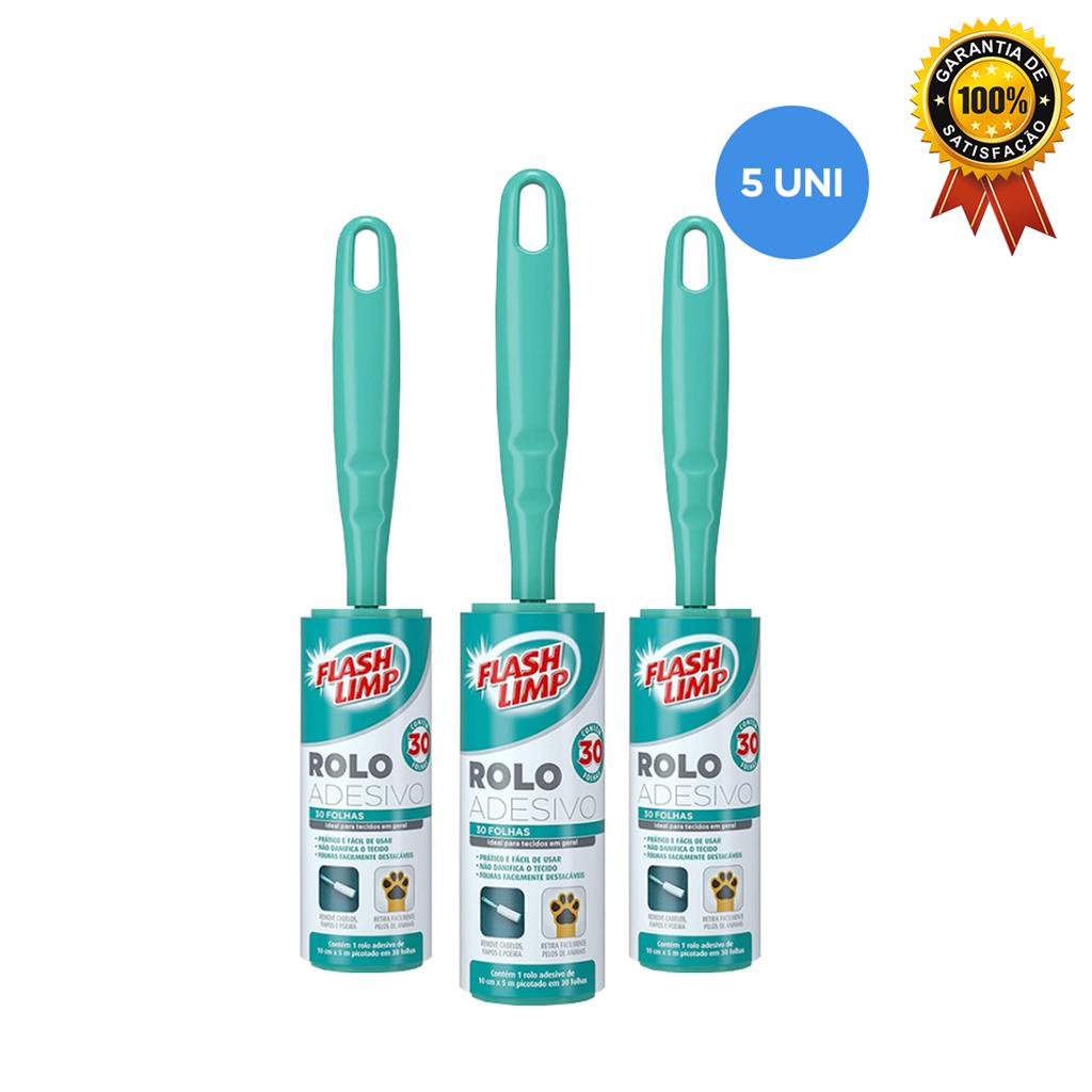 Rolo Adesivo Com 30 Folhas Tira Pelo Cabelo Kit 5 Uni  Flash Limp