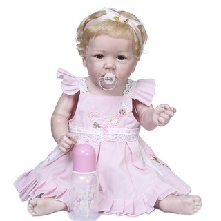 Npk 55 cm Flexível Saskia Popular Ossoca Bebe Menina Corpo Inteiro Silicone Macio Reborn Bebê Menina Cabelo Loiro