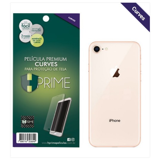 Kit com 3 Películas Premium HPrime Apple IPhone 8 - VERSO - Curves (Se Adere Na Parte Curva Do Aparelho)