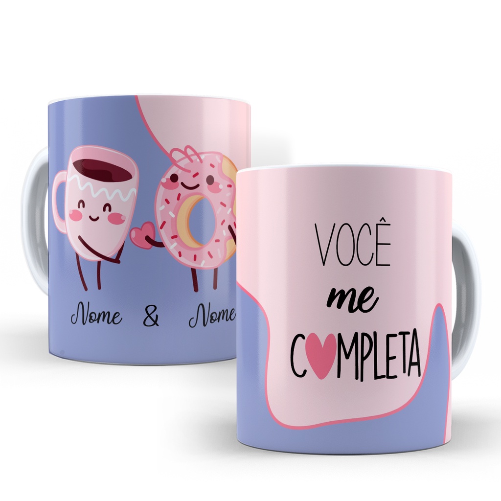 Caneca Personalizada Dia dos Namorados Porcelana Casal com Nome e Frases de Amor Mod. 586