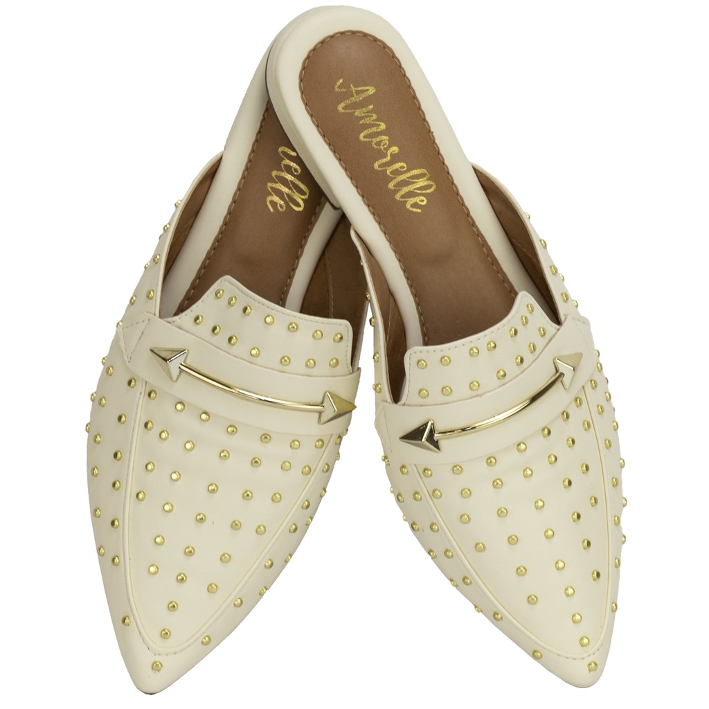 Mule Feminino Moda Tachinhas Macio Rasteira Sapato Rasteirinha Mocassim ...