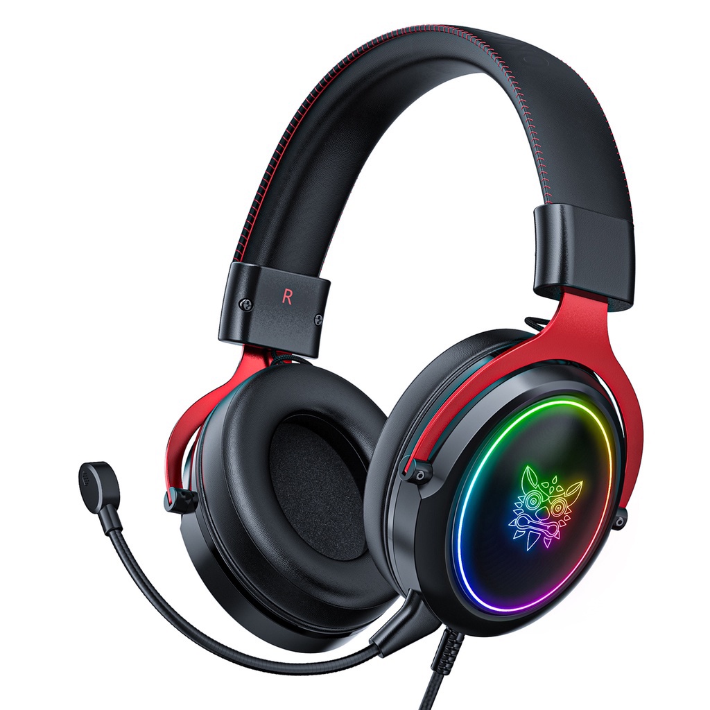 Headset Gamer Profissional Onikuma X10 RGB Preto/Vermelho