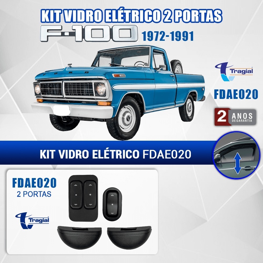 Kit Vidro Eletrico Tragial F-100 F600 F1000 1972-1991 2 Port