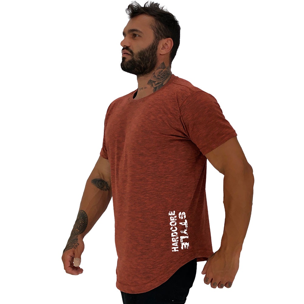 Camiseta Longline Masculina MXD Conceito Estampa Lateral Hardcore Style