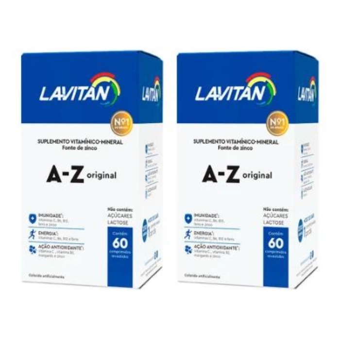 Kit Com 2 Vitamina Lavitan A-z 60 Comprimidos