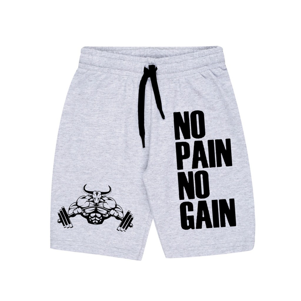 Bermudas Masculina de Moletom Estampada Por Sublimação Academia Musculação No Pain No Gain A71
