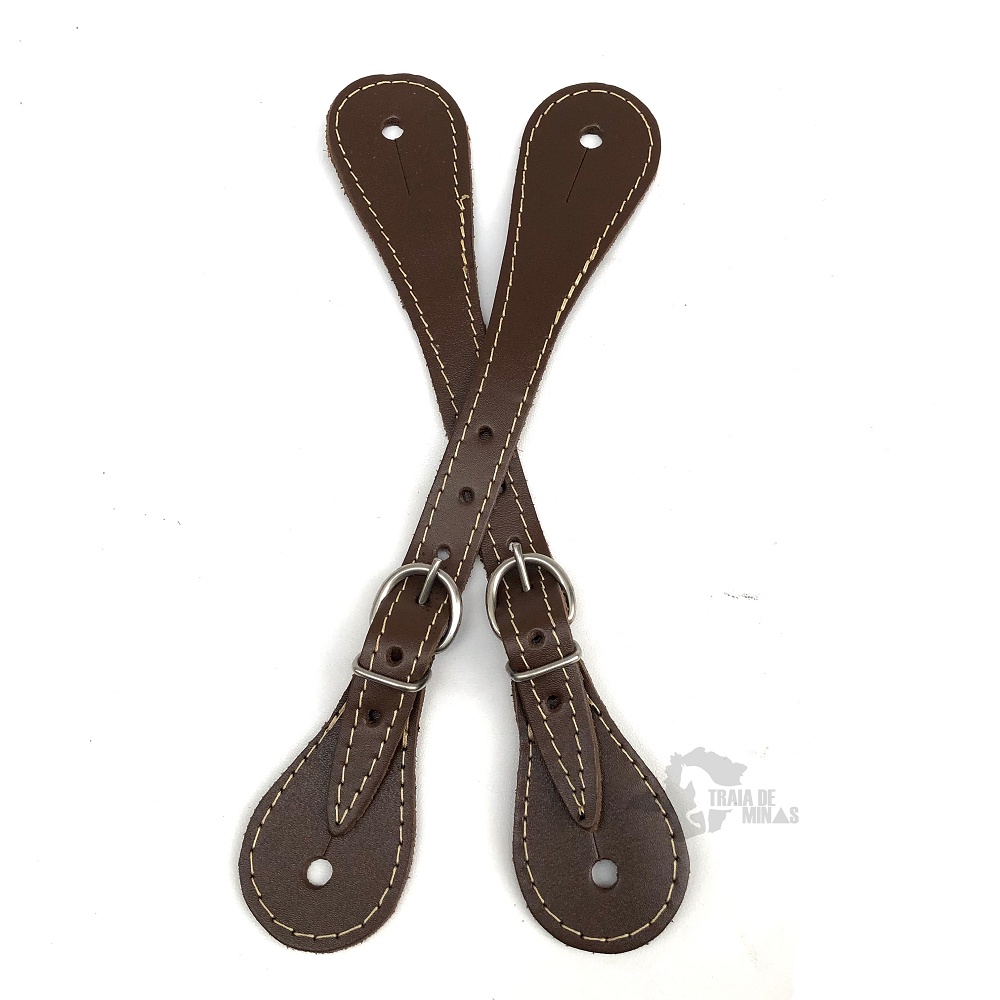 Traias para cavalgadas feitas de couro legitimo correia de espora QM simples com ferragens de INOX