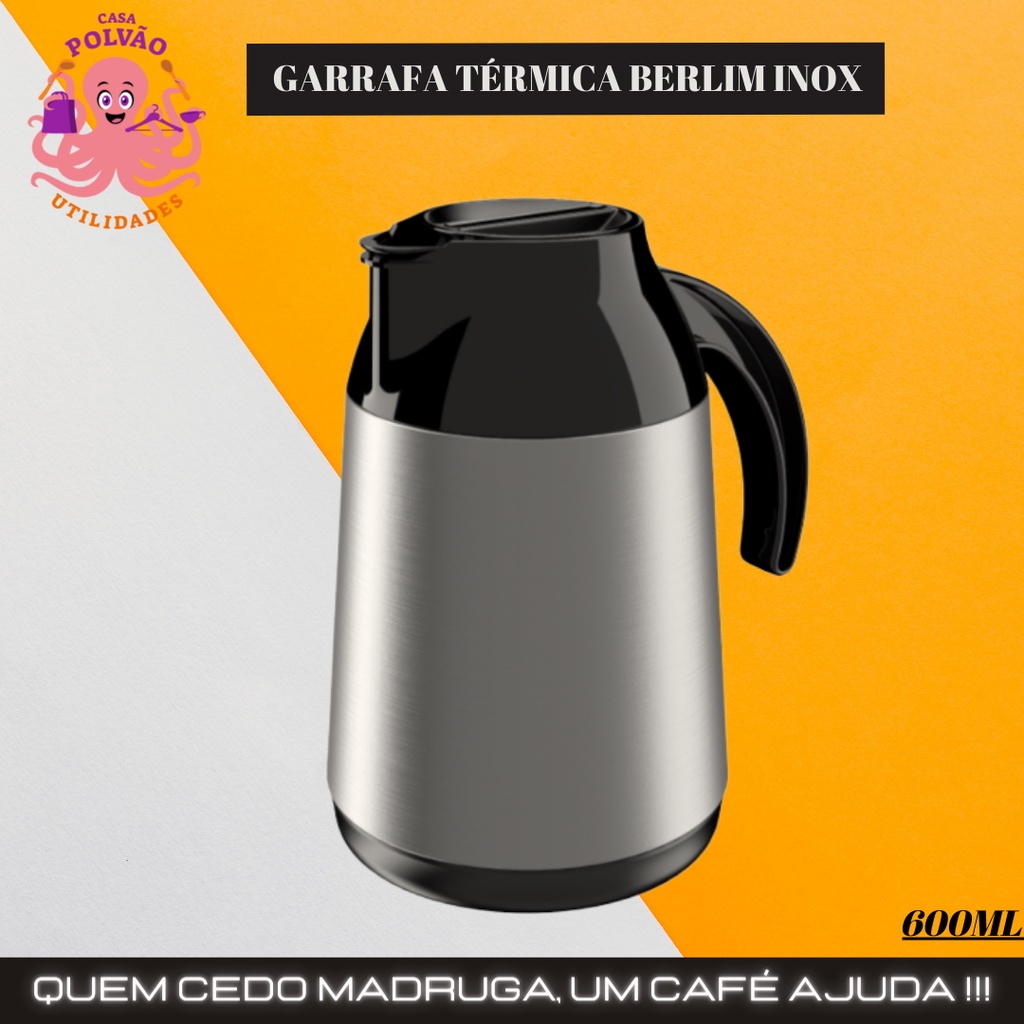 Garrafa Térmica Inox 600ml / 1Litro Berlim Café Leite Chá Chimarrão água quente