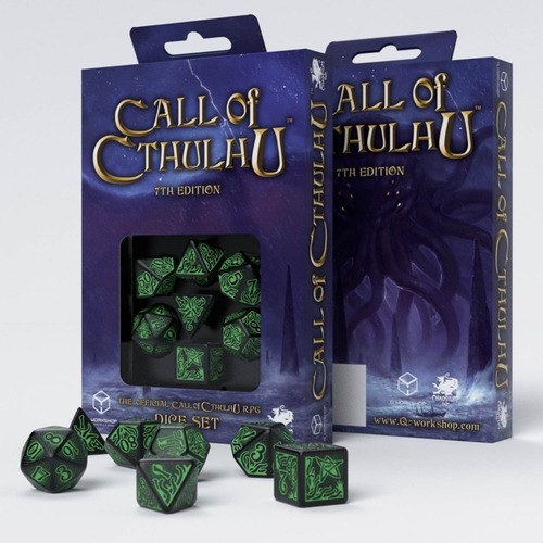 Conjunto com 7 dados RPG Call Of Cthulhu 7ª EDIÇÃO - Q WORKSHOP