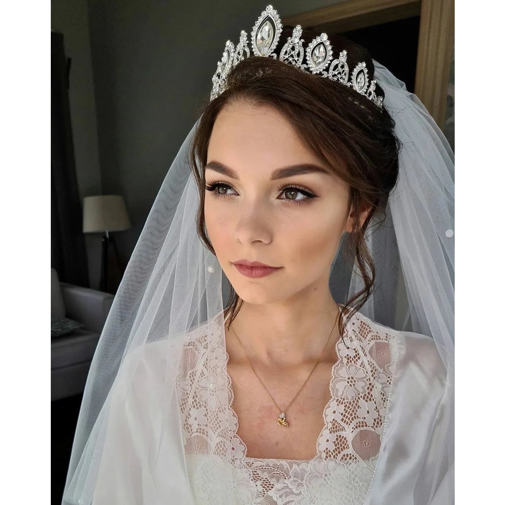 Coroa Tiara Porta Coque Prata Noiva Para Penteado Noiva Casamento Festa 15 Anos Debutante
