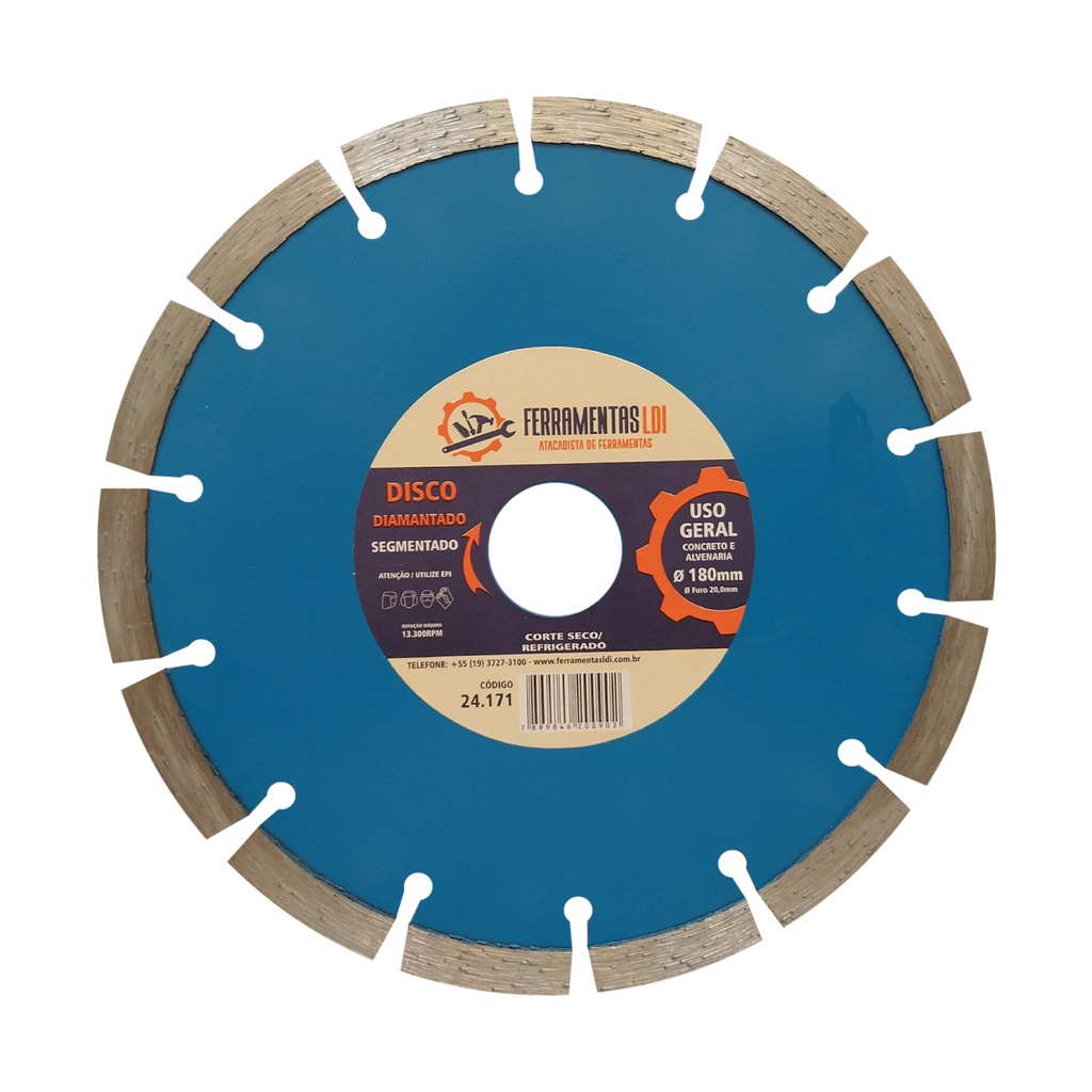 Disco Diamantado 7 Polegadas 180mm Segmentado Furo 22mm Ldi Ferramentas