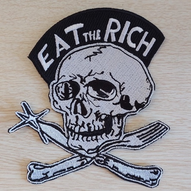 Patch caveira skull eat the rich bordado termocolante em Oferta na Shopee