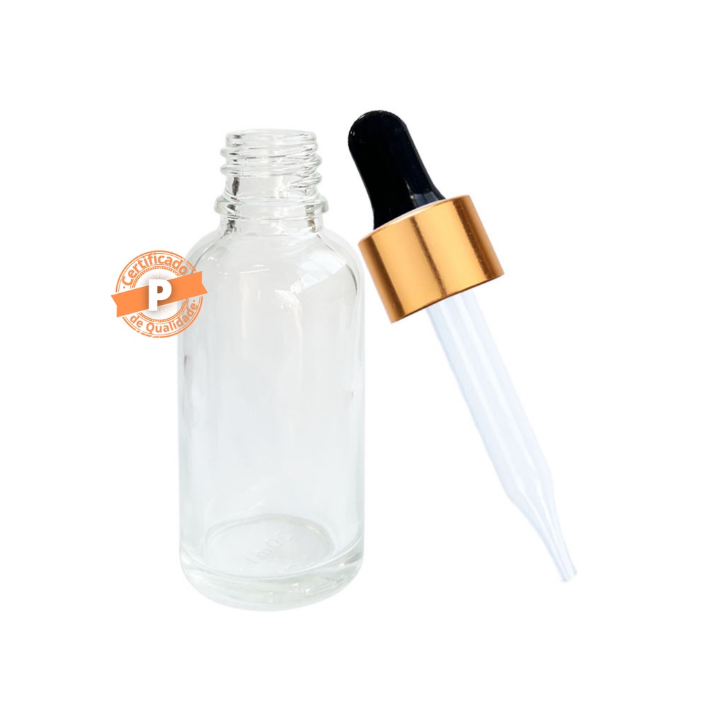 Frasco de Vidro 30ml C/ Conta Gotas Lux (10 Unidades) em Oferta na Shopee