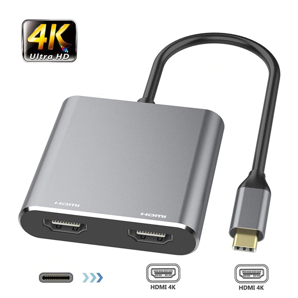 Typec Adaptador HDMI 2 Em 1/Tipo C/HUB 4K Duas Monitores Espelho Estender Display Para Macbook Laptop Celular