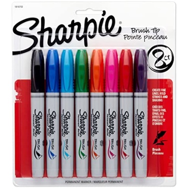 Marcador permanente Brush tip Sharpie c/ 8 cores sortidas