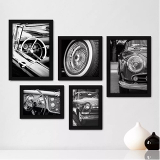 Quadros decorativos 5 peças mosaicos para sua sala ou quarto Carros - Vintage Star = 169 em Oferta na Shopee