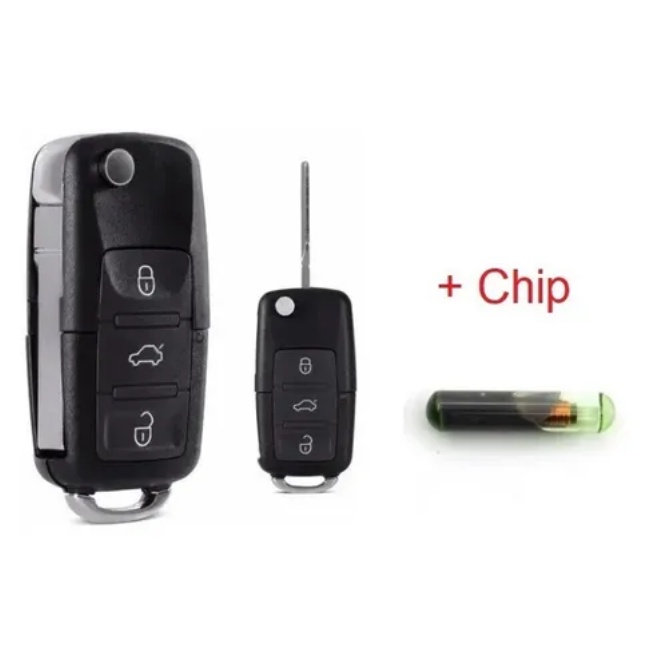 Chave Canivete Completa Vw + Placa Positron + Lamina Virgem Gol G3 G4 + CHIP T44