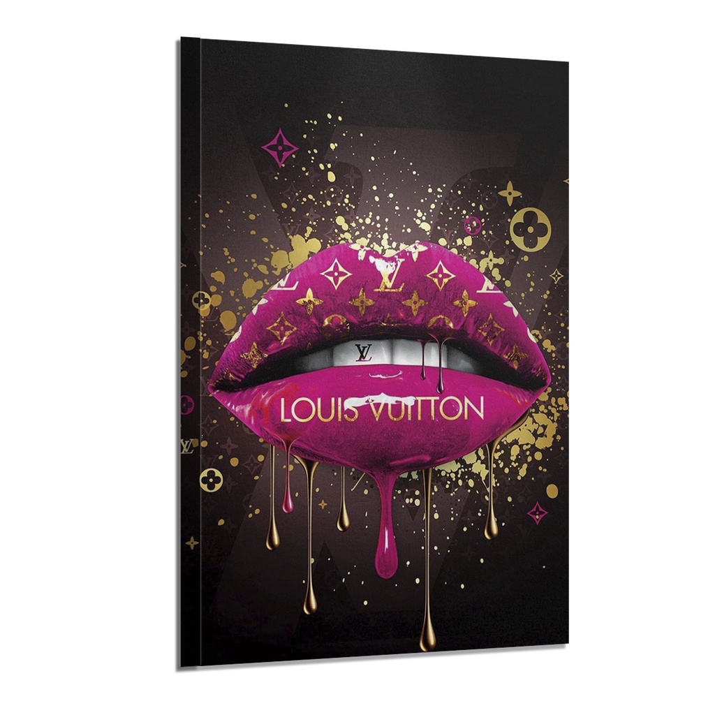 Quadro Decorativo Boca Batom Rosa Plaquinha Decoração