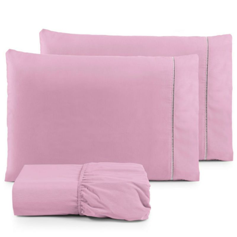 Jogo de Lençol 03 peças tamanho Solteiro Percal 200 fios 100% algodão