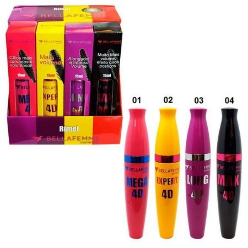 Máscara Para Cílios Rímel 4d Bella Femme BF10009A em Oferta na Shopee