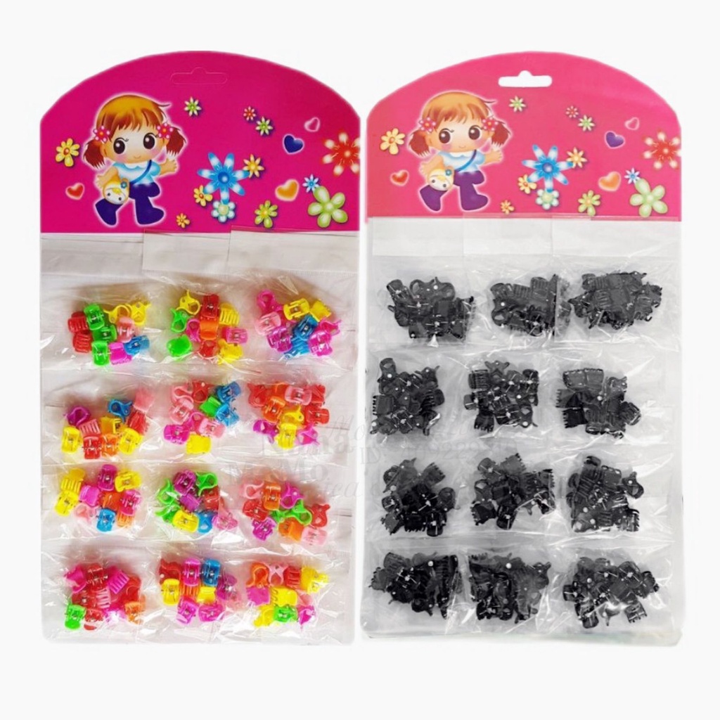 Kit 96 Mini Piranha Presilha Grampo de Cabelo Infantil Fofo Feminino Colorido/Preto