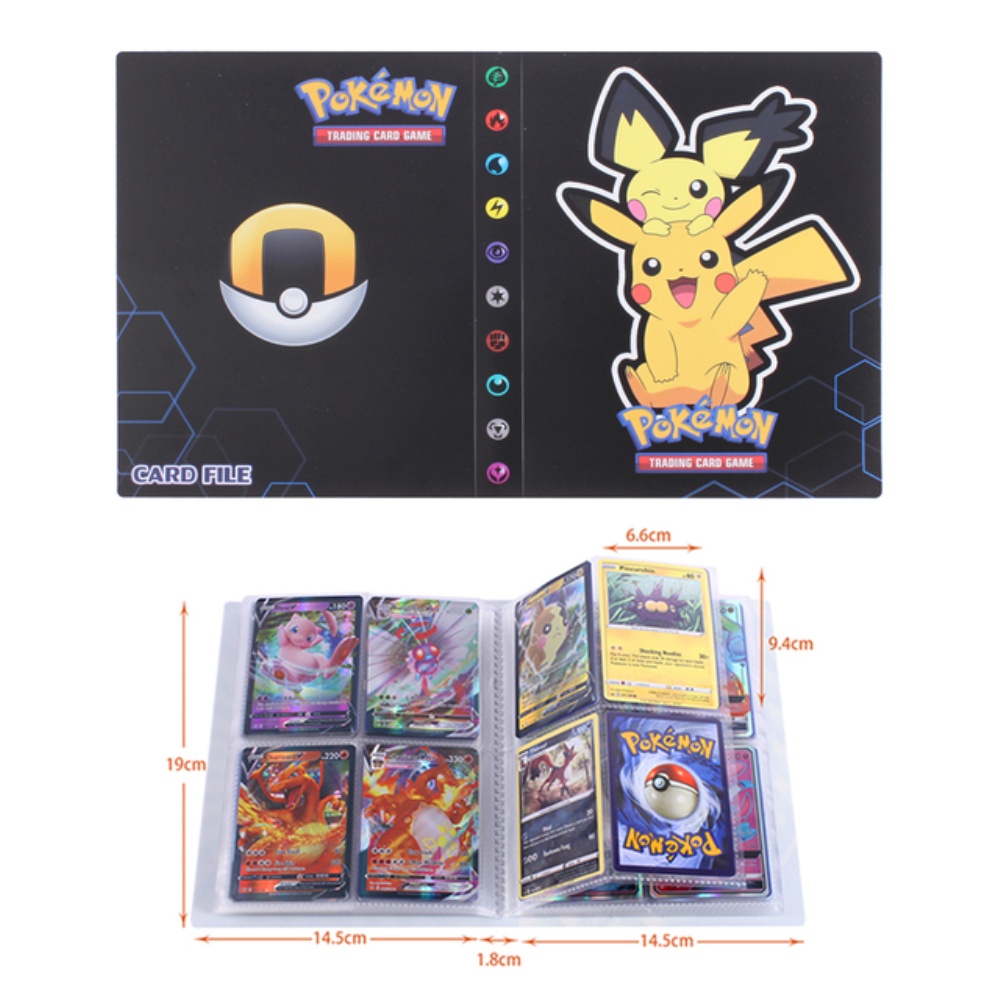 Trousse à cartes Pokémon Collectionneuses Vmax Exploding Kittens GX MTG Magic UNO portefeuille pour 400 cartes Pokémon avec fermeture éclair. Skip-Bo Yu-Gi-Oh Animal Crossing 