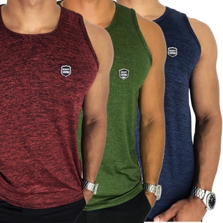 Kit 3 Camisetas Regata Masculina Dry Fit Academia Moda Fitness sem manga em Oferta na Shopee