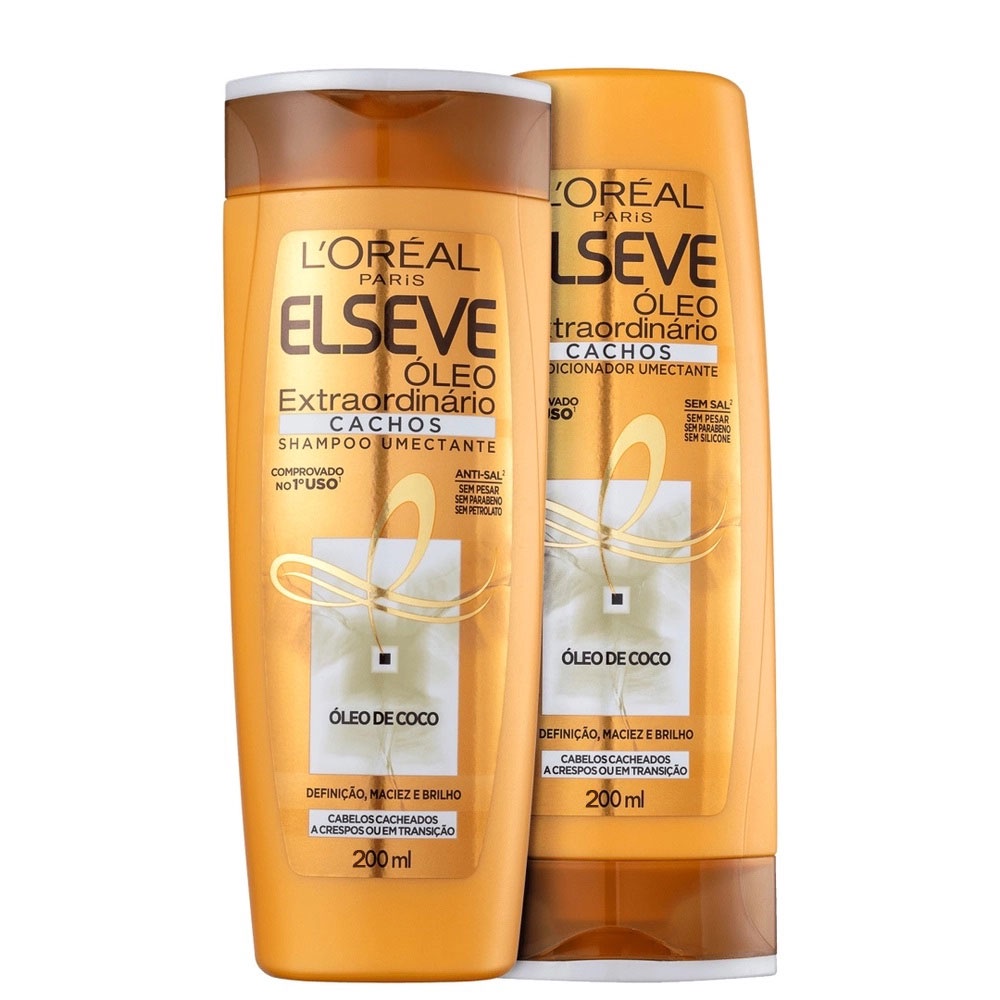 Kit Shampoo e Condicionador Óleo Extraordinário Cachos Elseve L'Oréal Paris Umectante Óleo de Coco Definição Maciez