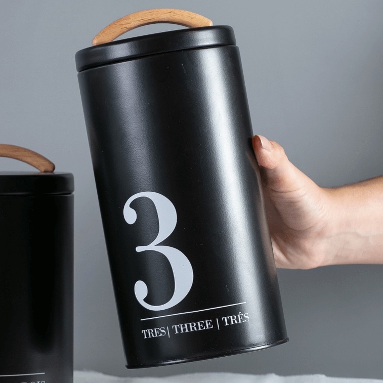 Pote Lata Porta Condimentos Metalla N3 Preto - YOI (1750 ml)