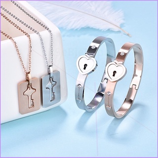 Casal Colar Chave De Jóias Com Pulseira De Bloqueio Cada Outros Apenas Local Amor Bracele E Pingente Titânio De Aço Presentes Do Dia Dos Namorados