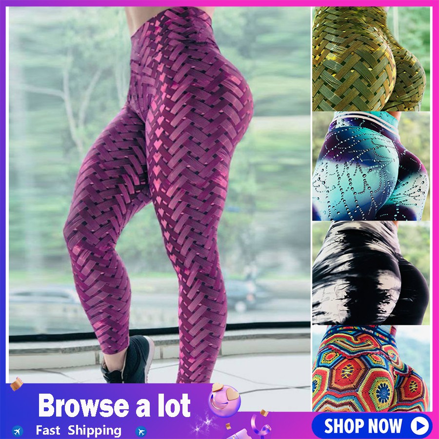 Calça Legging Esportiva Feminina Estampada De Cintura Alta Para Academia / Ioga