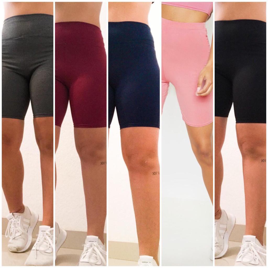 Short legging Suplex lycra Academia Fitness praia verão Feminino Curto liso cinza ENVIO IMEDIATO