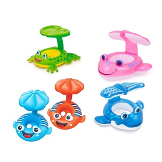 Boia Fralda sapinho, Baleia  e Peixinho Inflável Infantil com tampa sol Bebê Brinquedo Piscina com Proteção cobertura em Oferta na Shopee