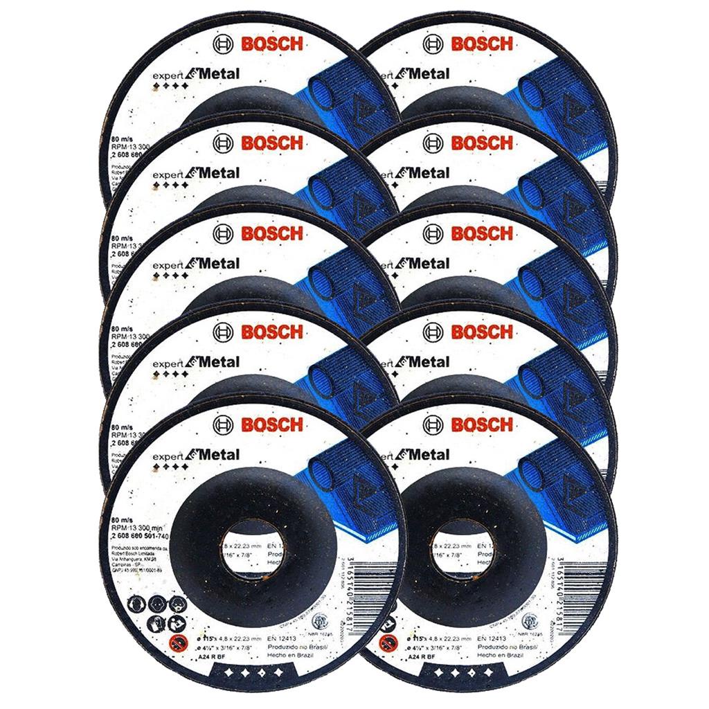 Discos de Desbaste 115mm p/ Metal Bosch Kit com 10 Expert for Metal Centro Deprimido 4.1/2"