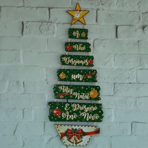Árvore de Natal em madeira MDF de parede, enfeites e decoração para casa. |  Shopee Brasil