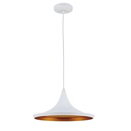 Pendente Chapeu Chines Para 1 Lampada Branco/Dourado Blumenau