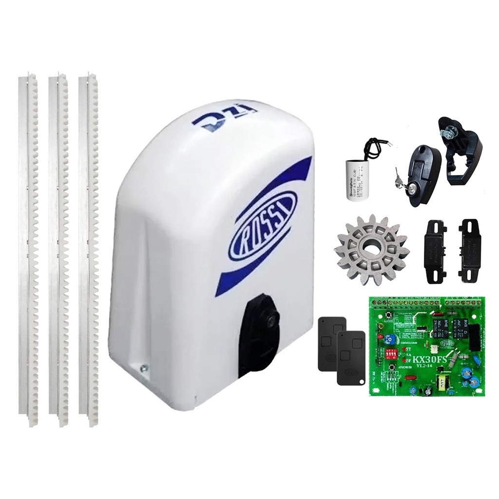 Kit Motor Portão Rossi Dzi Dz 3/4hp + 3m de Cremalheira 220v