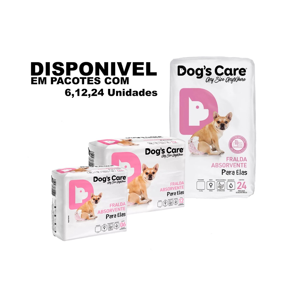 Fralda Descartável para Cachorro Femea Fralda Higiênica P/cães Dogs Care Pet Fralda Descartável para Cachorro Femea Fralda Higiênica P/cães Dogs Care Pet